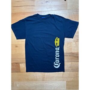Corona T Shirt Mens Medium Navy Blue Vertical Logo Graphic Short Sleeve Tee